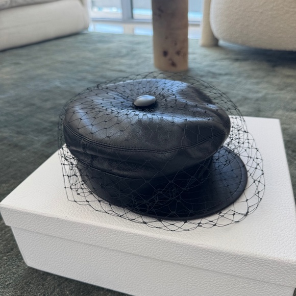 Christian Dior Leather Arty Hat with Veil - Picture 1 of 5